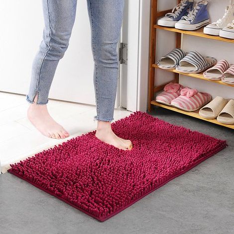 Tapis de bain moelleux, 60 x 40 cm, ultra absorbant, antidérapant, décoratif, lavable en machine, convient pour la cuisine, la salle de bain et les toilettes, violet foncé, 40 x 60 cm (1/5)