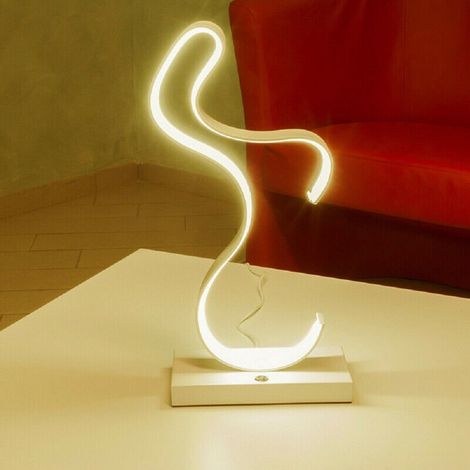 TrAdE Shop Traesio - Lampada Da Comodino Curva Lume 12w Lumino Moderno Luce Fredda Calda Naturale D03 - -Bianco Caldo -