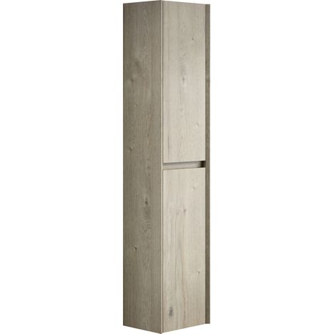 Hoher Bad-Hängeschrank 140 cm aus Sperrholz in Cremeweiß mit 2 Türen (1/5)