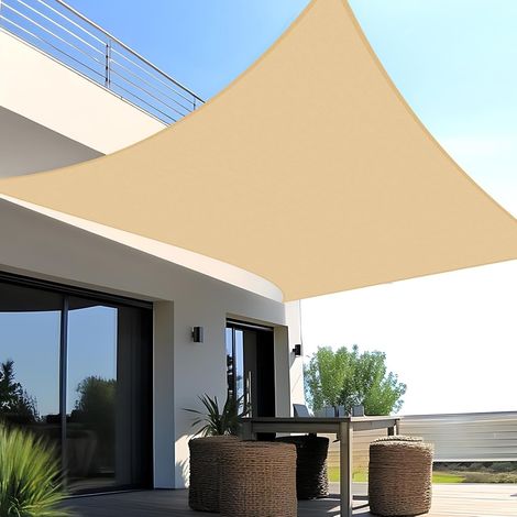 Voile d'ombrage en Tissu Oxford Polyester, déperlant, résistant aux UV, pour Balcon, terrasse et Jardin (Kaki, 3 x 4 m)