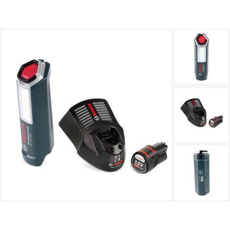 Bosch Professional GLI 12V-300 Akku Lampe + 1x GBA 12V 2,0 Ah Akku + GAL 1230 Ladegerät