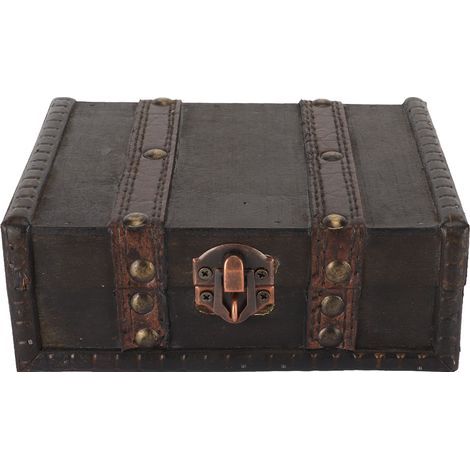 Coffret en Bois Vintage avec Serrure - Petite Boîte de Rangement Décorative pour Bijoux (1/5)