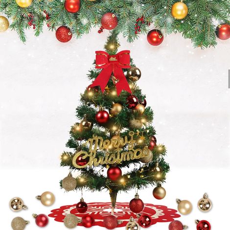 Mini Sapin De Noel 60cm, Petit Sapin De Noel Artificie Lumineux LED avec 29 Pièces Decoration De Noel pour Sapin, Arbre de Noël pour Maison,Cuisine,Table à Manger Décorations de Noël Bricolage (1/5)