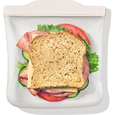 Sac sandwich réutilisable en silicone, 828 mL, Beige avoine (1/5)