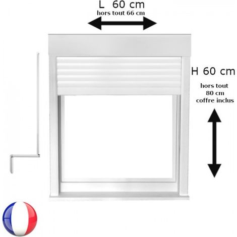 Fenêtre PVC 1 vantail avec volet roulant manivelle H 60 x L 60 cm pour pose en neuf - tirant gauche