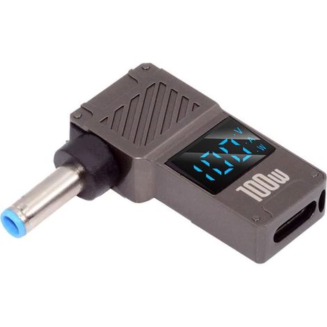 Adaptateur d'alimentation 20 V 5 A PD 65 W pour Ordinateur Portable, Affichage LED Intelligent USB-C Type-C, entrée vers Sortie 100 W, Prise Jack CC 4,5 x 3,0 mm (1/5)