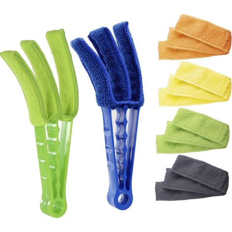 Nettoyant Pour Stores - Brosse À Stores Avec Manches Courbés Et 2 Housses En Microfibre - Pour Stores Fenêtre Climatiseur Et Jalousies - Lot De 2 (1/5)