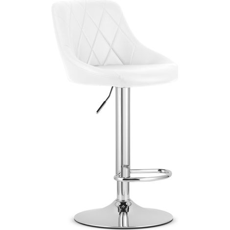 Taburete Kast - base de piel ecológica blanca y cromo (1/5)