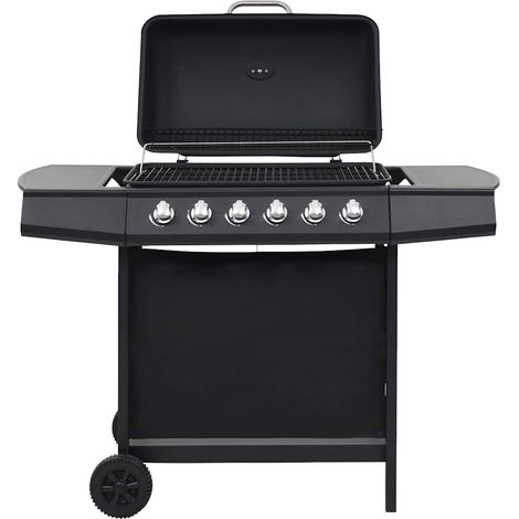 Barbecue au gaz avec 6 zones de cuisson-Plancha à gaz Acier Noir (1/5)