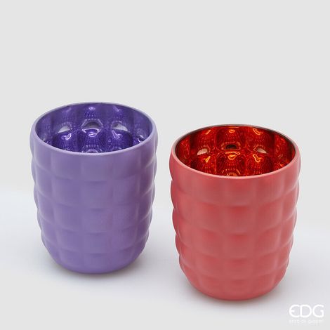 EDG Enzo De Gasperi Portacandela Satin Tumbler H 9,6 Cm D 8 Cm Ass. Vetro Red Violet 1 Pz (1/2)