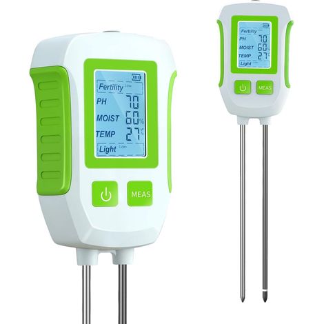 5-in-1 Soil Tester – Measures pH, Moisture, Temperature, Light and Nutrients, LCD Display, Complete Garden and Plant Diagnostic, Battery-Free (1/5)