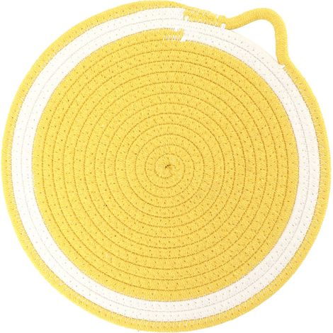 Dessous de verre en corde de coton, forme de fruit, style nordique, tapis de table isolant, set de pique-nique, dessous de plat en coton, jaune, grand format 30 cm