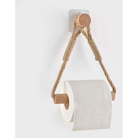 Portarotolo di carta igienica in corda di canapa, portarotolo di carta igienica a parete in corda, accessorio per il bagno - Crezuo