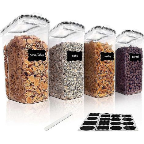Ensemble de 4 boîtes de conservation pour céréales, boîtes hermétiques en PP de 2,5 L pour céréales, snacks et sucre. (1/5)