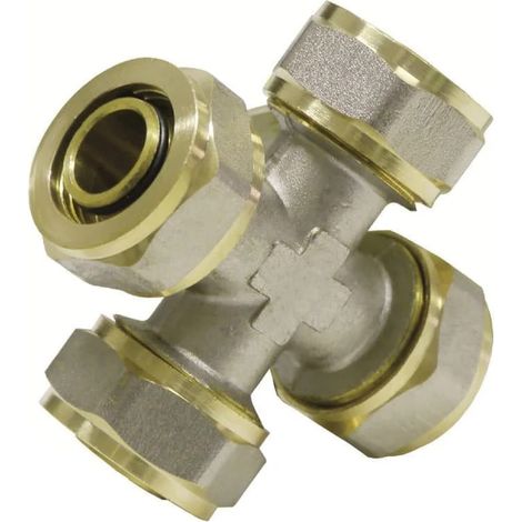 Raccord à Visser Multicouche 16x2 : Croix pour Tuyaux Composites (1/3)