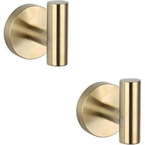 Patère En Acier Inoxydable 304 - Finition Or Brossé - Fixation Vis Cachées - Pour Salle De Bain - Lot De 2 (1/5)