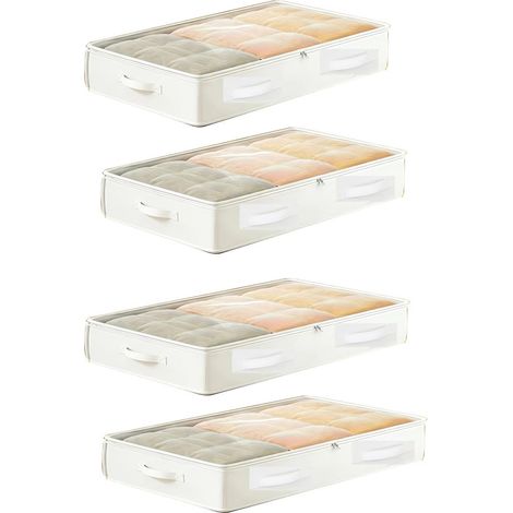 Lot de 4 sacs de rangement sous le lit avec fenêtre transparente, idéaux pour ranger couettes et couvertures (taille moyenne) - QWINERN (1/5)