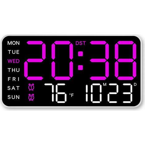 Horloge murale numérique LED, température, date, jour de la semaine, fonction snooze, double alarme, réglage de la luminosité, commande vocale, décoration de chambre (1/5)