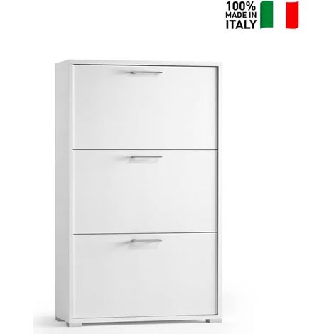 Terraneo Scarpiera Elegante Bianca con Tre Ante - 67x18x112 cm