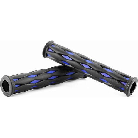 Gants de guidon pour trottinette électrique et moto, poignées de frein et de klaxon, manchons en caoutchouc antidérapants, confortables et résistants, polyvalents (à carreaux bleus et noirs) (1/5)