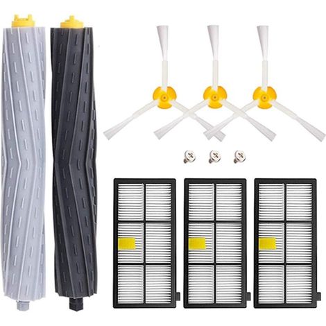 Replacement kit for Roomba 800 and 900 series vacuum cleaners (866, 870, 871, 880, 960, 980) including HEPA filter, side brush, center roller, and accessories (1/4)