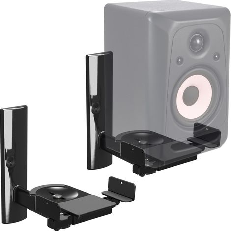 Support Mural pour Enceinte LH023-B Universel Fixation Murale inclinable orientable réglable Haut-Parleur Support Enceintes TV 2 Pieces Noir (1/5)