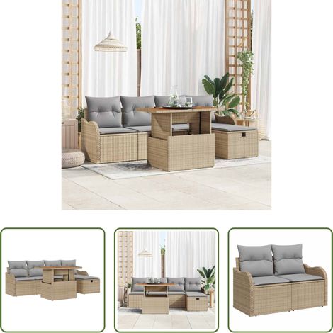 vidaXL Poly-Rattan - Garten-Sofa-Set 6 pcs Beige Poly-Rattan (1/5)