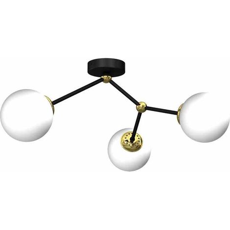 Plafonnier Milagro JOY Gold noir, verre opale 3xE14 (1/5)