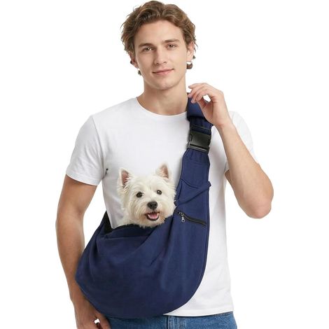 1 - Hundetragetasche - Katzen-Schultertasche - Atmungsaktiv mit Sicherheitshaken - Für Spaziergänge und Tierarztbesuche - Mitternachtsblau (1/5)