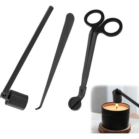 Lot de 3 accessoires pour bougies Noir Coupe mèche Coupe mèche Éteignoir à bougie Extincteur de bougie Kit essentiel (1/5)
