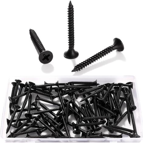 80 Pièces M3.5  35 mm Vis à Bois À Filetage Épais, Vis Cruciformes, Vis Autotaraudeuses, pour Cloisons SèChes, Meubles En Bois, Noir (1/5)