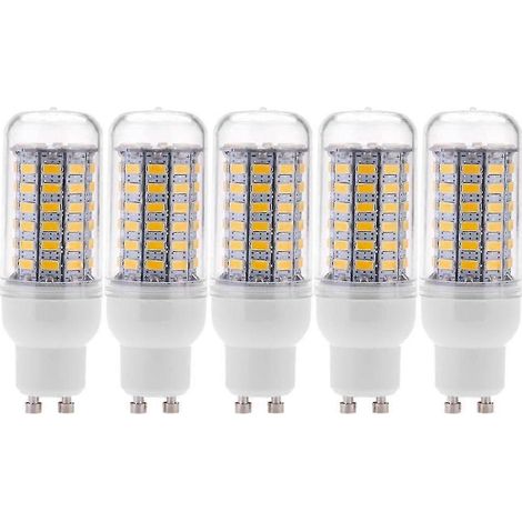 Lot de 5 ampoules LED SMD 5730 de 10 W (type maïs lumineux), éclairage LED à économie d'énergie, diffusion à 360°, 200-240 V, blanc chaud. (1/5)