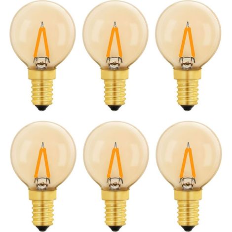 G40 Vintage Mini E14 LED Light Bulb 1W, 10W Amber E14 Replacement Edison Bulb for Decorative Lights, Warm White 2200K, Non-Dimmable, 6-Pack (1/5)