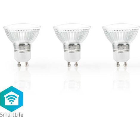 Lot de 3 ampoules smartLife blanc chaud par wifi / GU10 / 5 W/ A +- Nedis - (1/5)