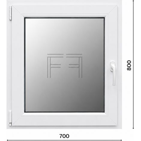Fintex-finestra in PVC bianco singola anta 700X800 apertura a sinistra, doppio vetro, PROFILO A L (1/3)