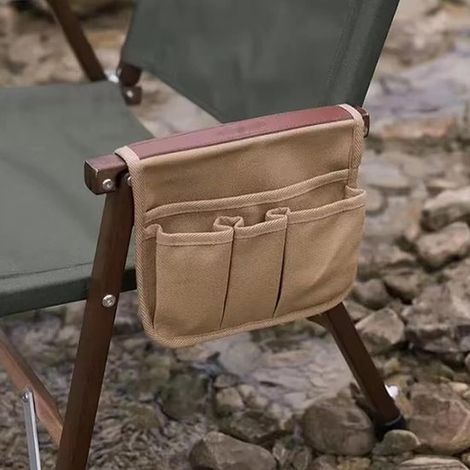 Sac de rangement pour accoudoirs de chaise de camping – Sac de rangement pour chaise de plage, sac pliable pour chaise d'extérieur avec 4 compartiments, 33 cm L x 25 cm l (1/2)