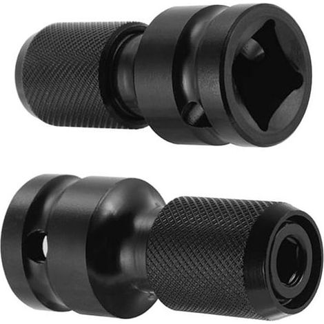 Lot de 2 adaptateurs de douille 1/2' carré à 1/4' hexagonal – Haute densité – Compatible clés à cliquet à impact – Libération rapide (1/5)