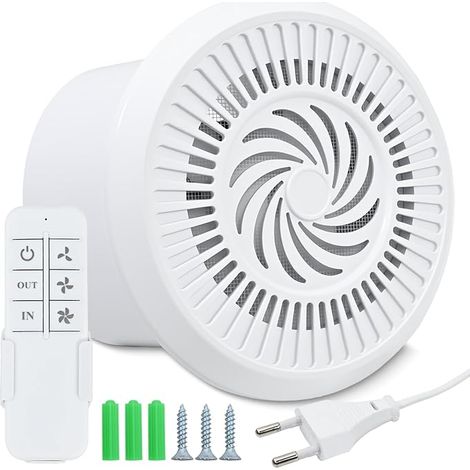 Ventilateur d'extraction 150mm 280m³/h 15W, Extracteur réversible à deux voies avec 3 vitesses ajustables, Ventilateur RC pour cuisine salle de bain grenier fenêtre sous-sol (1/5)