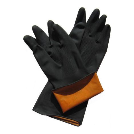 35CM gants noirs résistants, 1 paire Gants en latex résistant aux produits chimiques gants de protection longs en caoutchouc de sécurité industrielle (1/5)
