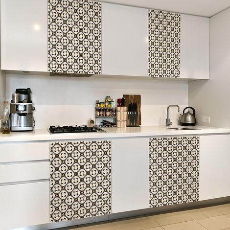 Sticker Mural Carrelage adhésif Cuisine Salle de Bain - 60 STICKERS CARREAUX DE CIMENT MEUBLE ARTEAGA - 60stickers10x10cm (1/5)
