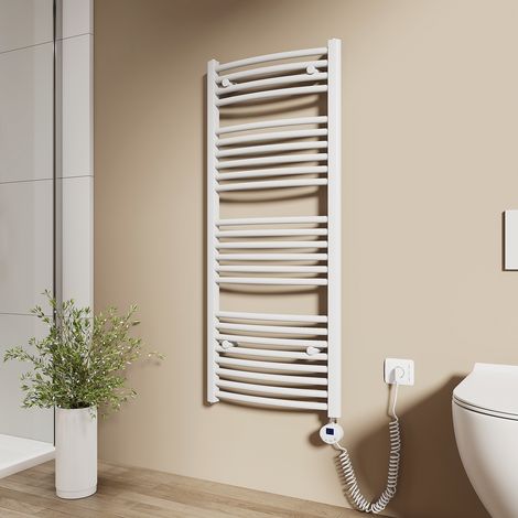EMKE Elektrischer Handtuchheizkörper 120x50cm 500W Handtuchtrockner mit heizstab WLAN-fähig mit TUYA/Smart Life App, Google Home & Alexa, 4 Heizmodi, Fenstererkennung, Kindersicherung Strahlend weiß