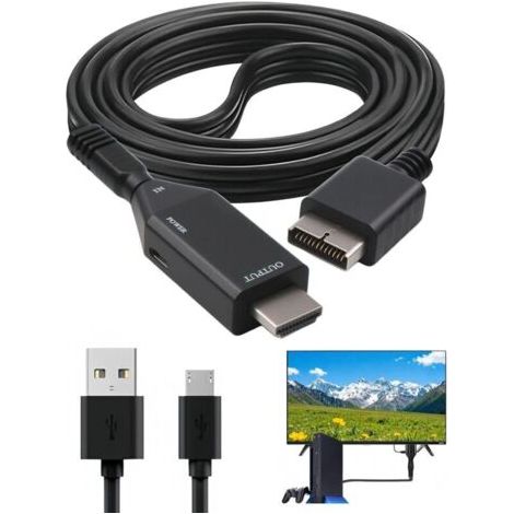 Adaptateur PS1/PS2 vers HDMI 1080P avec 1m Câble AV Convertisseur Vidéo Audio HD D'interface Multimédia Plug and Play pour Consoles de Jeu HDTV Gaming Aucune Perte de Transmission (1/5)