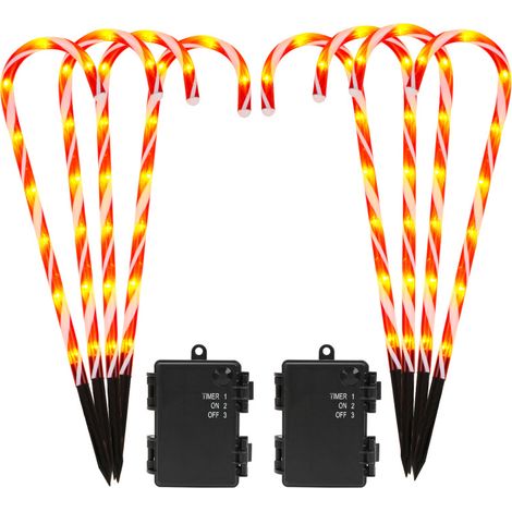 SWANEW 8 Pezzi Luci di Canna di Natale. Luci di Canna di Natale Decorazione Sentiero Canna di Zucchero LED Luci da Giardino Luci da Giardino (1/5)
