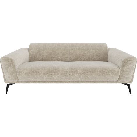Canapé 3 places en velours texturé beige SWANN (1/5)