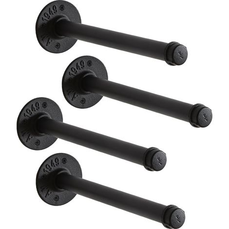 Lot de 6 Tringle à Vêtement Murale 30cm, Métal Portant à Vêtements Murale Industriel, Multifonctionnelle Barre à Vêtements Murale Pour Chambre à Coucher, Salle de Bain, Noir (1/5)
