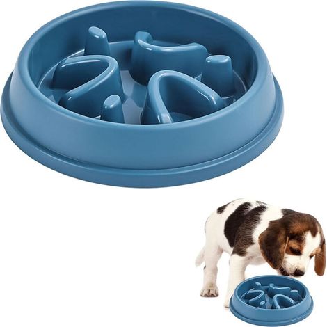 Gamelle Anti Glouton Chien Moyen, 21cm Antidérapants Anti Vomissements Gamelle pour Petit Chien Moyen (Bleu)