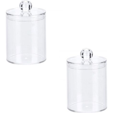 Boîte de rangement pour cotons-tiges - Transparente - 7 x 7 x 11 cm - Plastique - Distributeur de cotons-tiges (1/5)