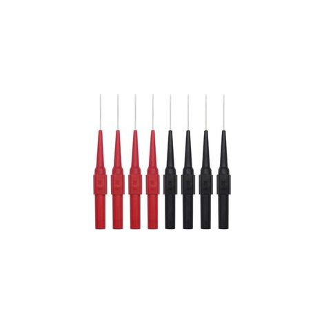 8 Pièces Sondes de Test de Multimètre avec Embout Pointu en Acier Inoxydable 0,7 x 20mm Aiguille de Perçage d’Isolement pour Multimètres Laboratoires Électriciens Professionals - Noir et Rouge (1/5)