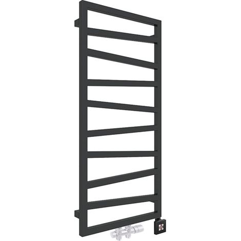 Matisère – Sèche-serviette mixte noir 835x500 mm – 300/320 Watt – Raccordement mixte Z8 – Peinture époxy noire – ZIG835500Z8N