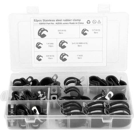 52Pcs colliers de câble rembourrés isolés en acier inoxydable pour tuyaux auto camion UTV (1/5)